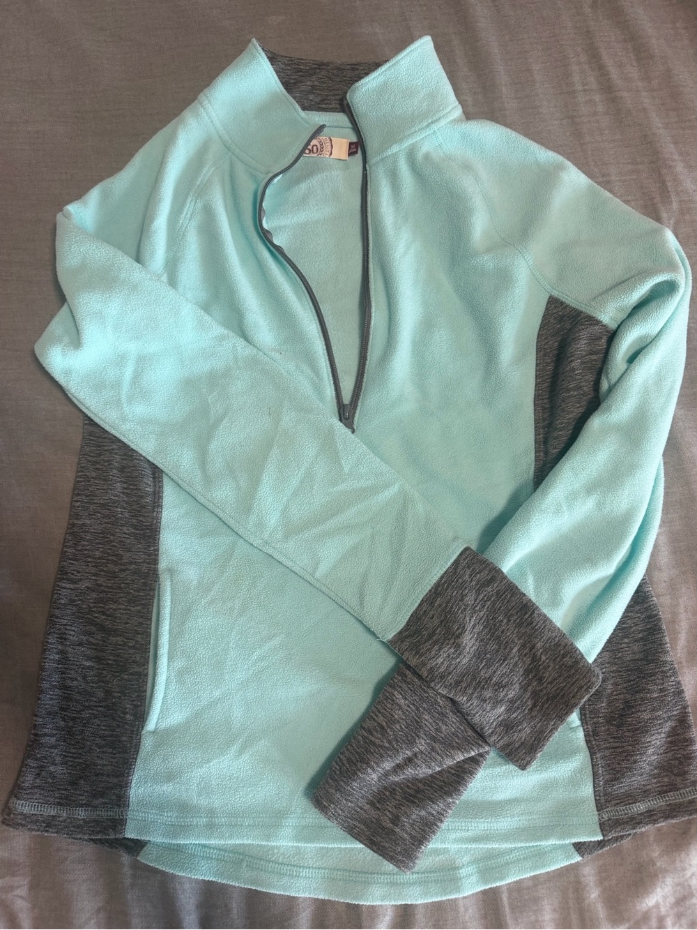 SO Light Aqua and Charcoal Quarter-Zip Pullover